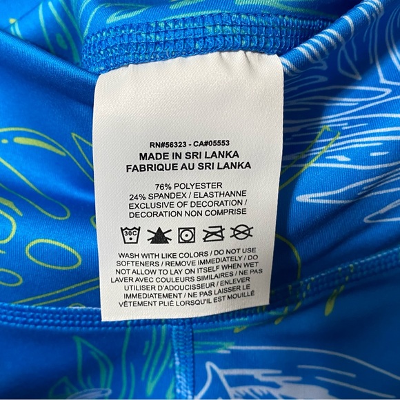 NWT Nike One Monstera Leaf Blue Women's Biker Dri-Fit Training Bike Shorts Tight - Picture 6 of 6